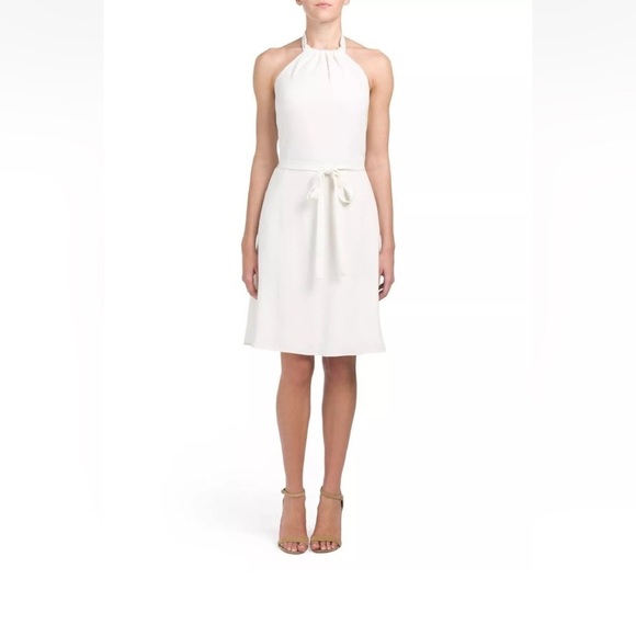 NWOT Theory Crepe Halter Dress in Ivory - Picture 4 of 8